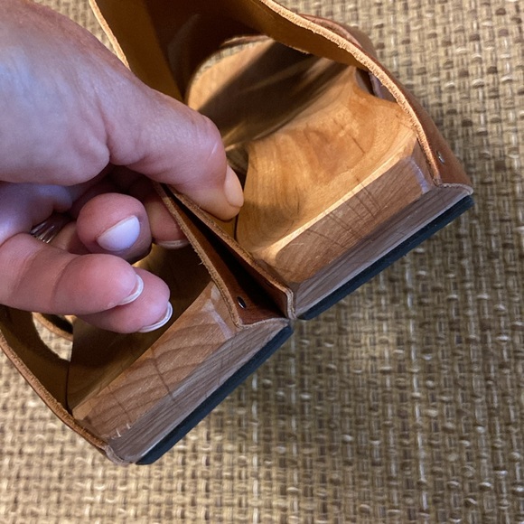 CYDWOQ Anchor Open Clog Wedge Slip-on Sandals ~ Natural Handmade Leather 36 - Picture 6 of 10